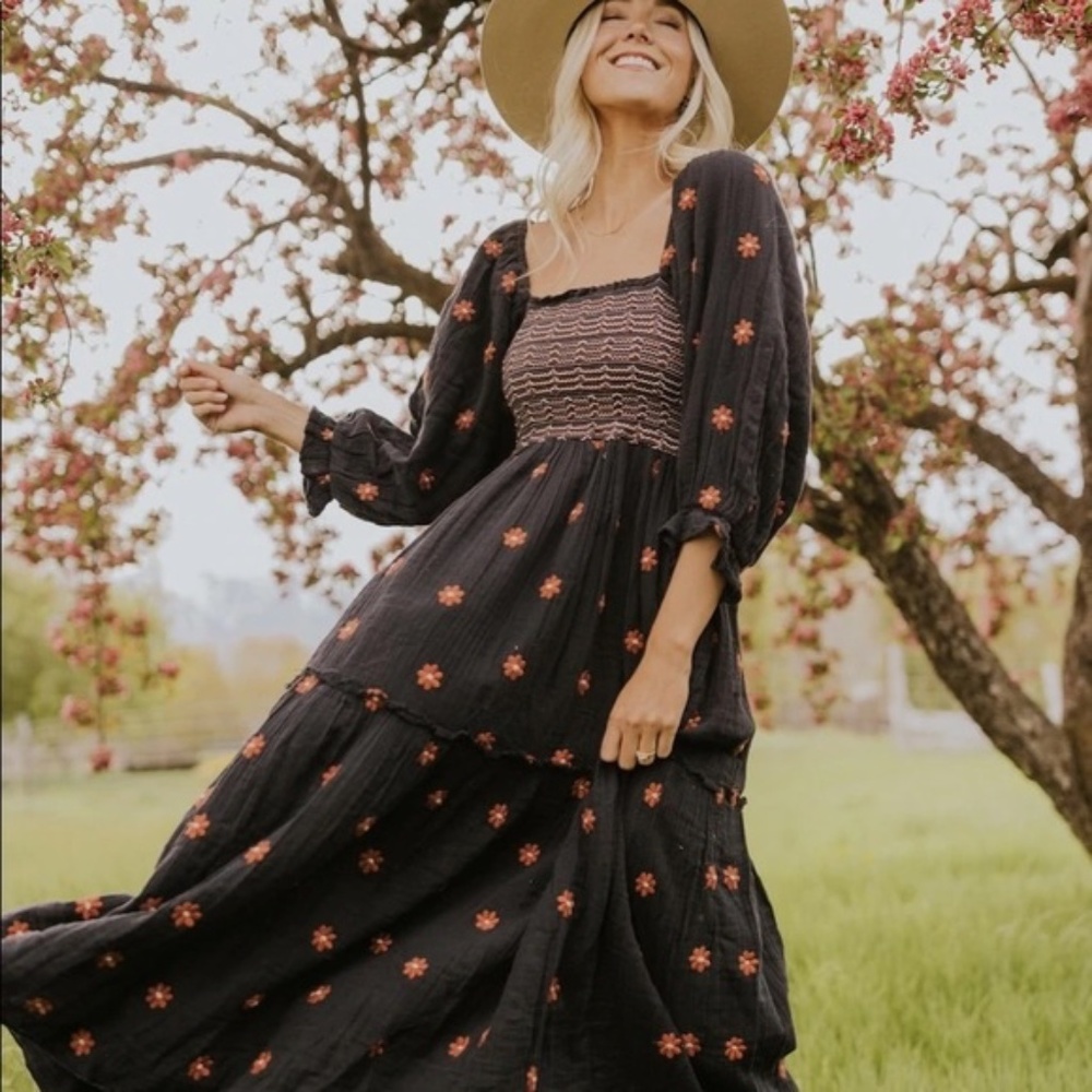 Free People Black Floral Maxi Dress